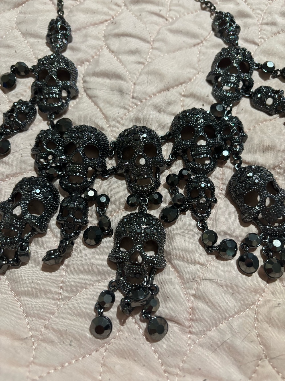 Gunmetal Skull Statement Necklace - Women’s Jewelry